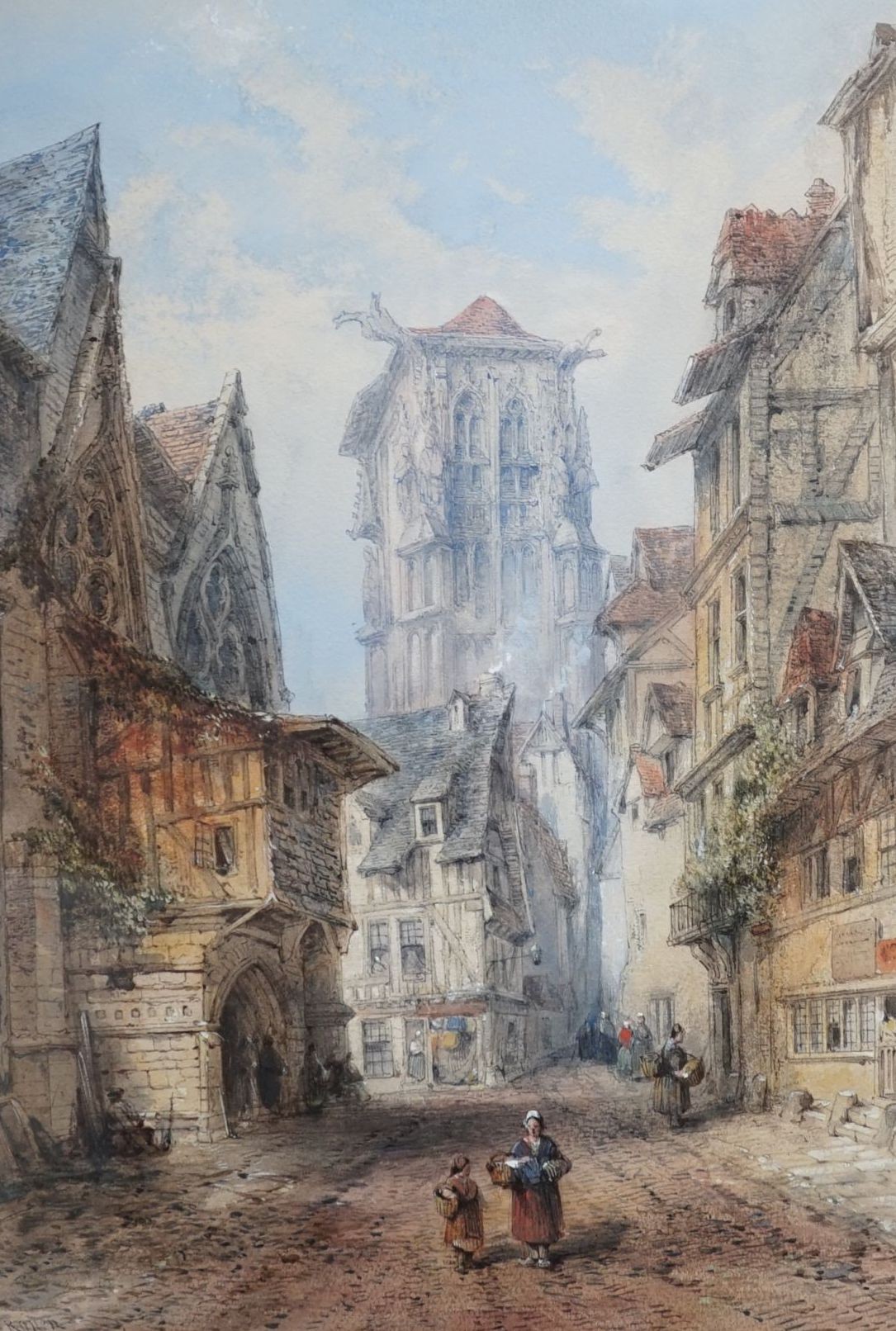Thomas Colman Dibdin (1810-1893), watercolour, Rouen, signed and dated 1876, 54 x 36cm
